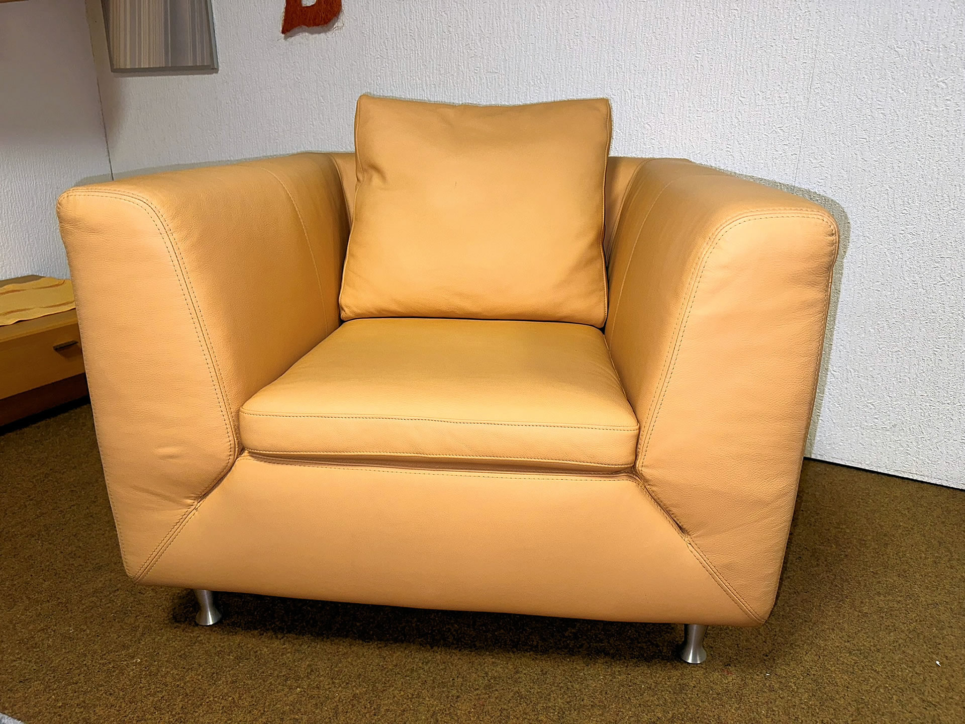 Leder-Couchgarnitur inkl. Sessel + 3x Kissen
